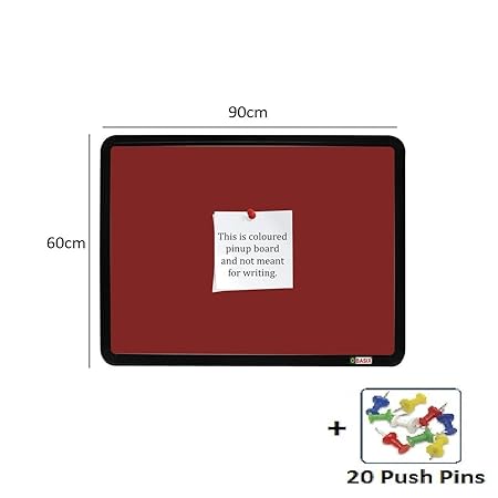 OBASIX® Superior Series Pin-Up Bulletin Notice Board (2x3 Feet) Maroon For School College Office | Powder Coated Black Frame SPBMPCB6090 - Image 2
