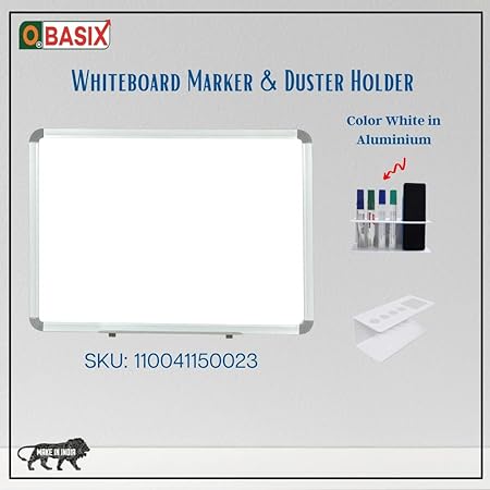 OBASIX®Whiteboard Marker & Duster Holder | Color White In Aluminium - Image 4