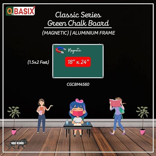 OBASIX® Classic Series Green Chalk Board 1x2 Feet (Magnetic) | Aluminium Frame CGCBM3060 - Image 6