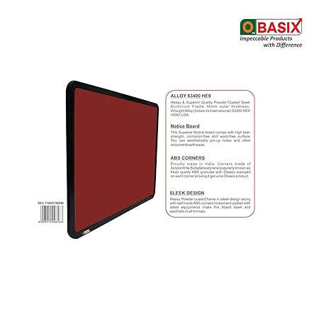 OBASIX® Superior Series Pin-Up Bulletin Notice Board (2x3 Feet) Maroon For School College Office | Powder Coated Black Frame SPBMPCB6090 - Image 4