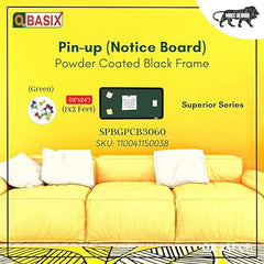 OBASIX® Superior Series Pin-Up Bulletin Notice Board (1x2 Feet) Green For School College Office | Powder Coated Black Frame SPBGPCB3060 - Image 3
