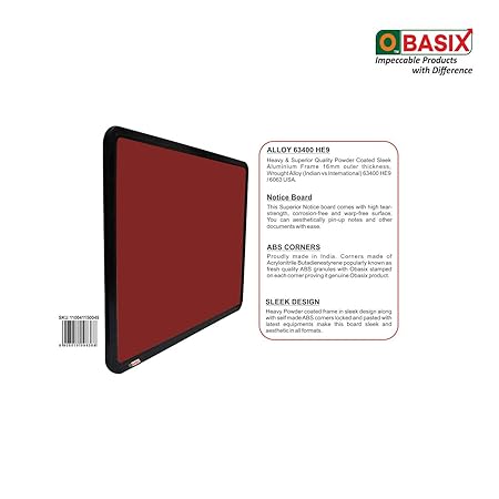 OBASIX® Superior Series Pin-Up Bulletin Notice Board (3x4 Feet) Maroon For School College Office | Powder Coated Black Frame SPBMPCB90120 - Image 4