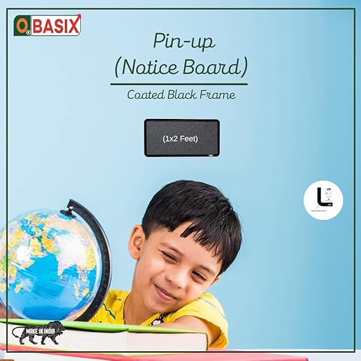 OBASIX® Superior Series Pin-Up Bulletin Notice Board (1x2) Feet Mid Grey For School College Offices | Powder Coated Black Frame SPBMGPCB3060 - Image 5