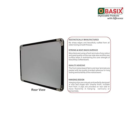 OBASIX® Superior Series Pin-Up Bulletin Notice Board (2x3 Feet) Mid Grey For School College Office | Powder Coated Black Frame SPBMGPCB6090 - Image 3