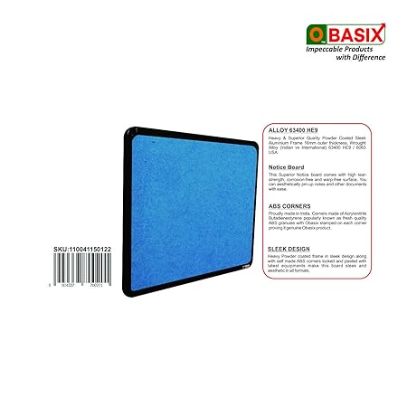 OBASIX® Superior Series Pin-Up Bulletin Notice Board (2x3 Feet) Turquoise Blue | Natural Finesse Heavy Aluminium Frame SPBTB6090 - Image 6