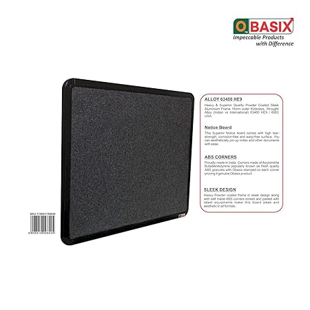 OBASIX® Superior Series Pin-Up Bulletin Notice Board (2x3 Feet) Mid Grey For School College Office | Powder Coated Black Frame SPBMGPCB6090 - Image 6