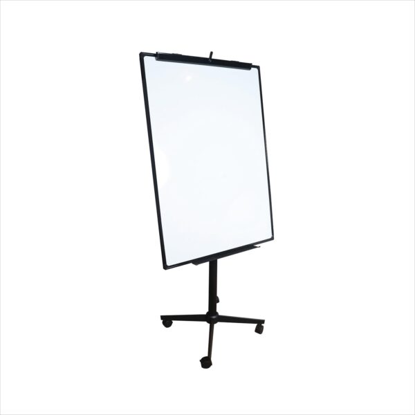 OBASIX® 70x100cms Magnetic Flipchart Stand with Height adjusment Stand with Lockable wheels | Powder Coated Black - Image 2