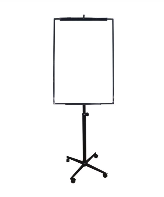 OBASIX® 70x100cms Magnetic Flipchart Stand with Height adjusment Stand with Lockable wheels | Powder Coated Black