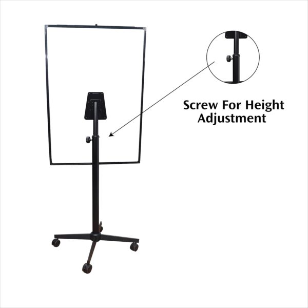 OBASIX® 70x100cms Magnetic Flipchart Stand with Height adjusment Stand with Lockable wheels | Powder Coated Black - Image 4