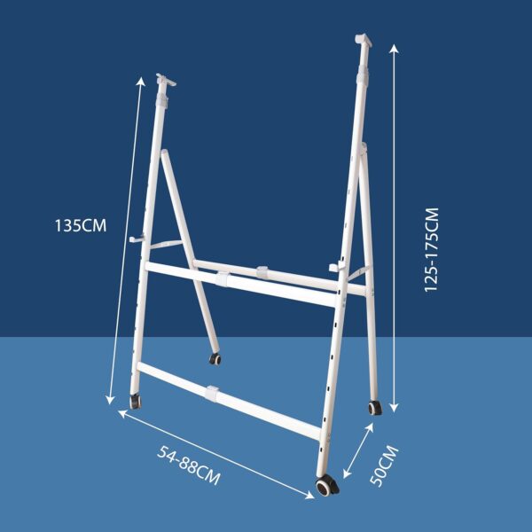 OBASIX® Multiple Hanging Movable Whiteboard Stand| Height and Width Adjustable with 2inches Lockable Wheels| Powder Coated White - Image 4