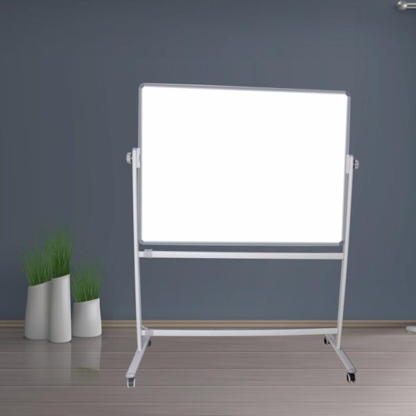 OBASIX® Revolving and Width Adjustable Whiteboard Stand Revolves 360| Powder Coated White| with 2inch Lockable Wheels| Suitable for 4fts to 7fts Board - Image 4