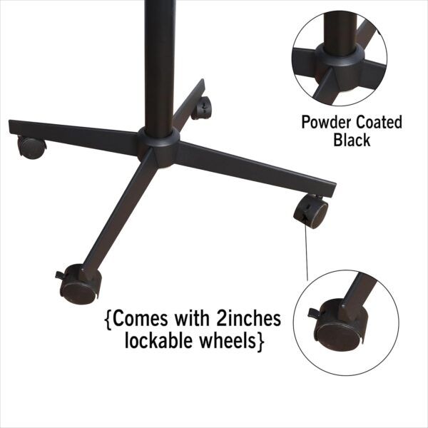 OBASIX® 70x100cms Magnetic Flipchart Stand with Height adjusment Stand with Lockable wheels | Powder Coated Black - Image 3