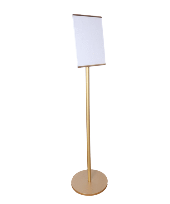 OBASIX® Metal Display Stand with A4 Acrylic Sheet With Angle Adjustment |Powder Coated Golden