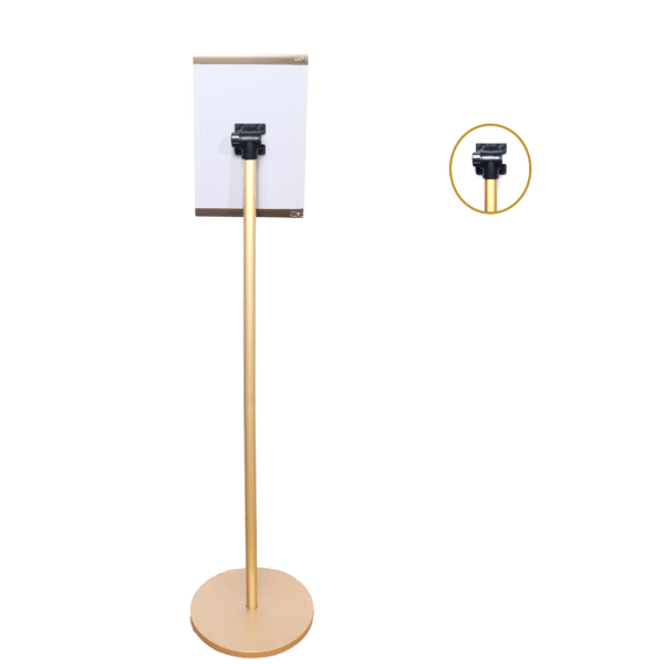 OBASIX® Metal Display Stand with A3 Acrylic Sheet With Angle Adjustment |Powder Coated Golden - Image 2
